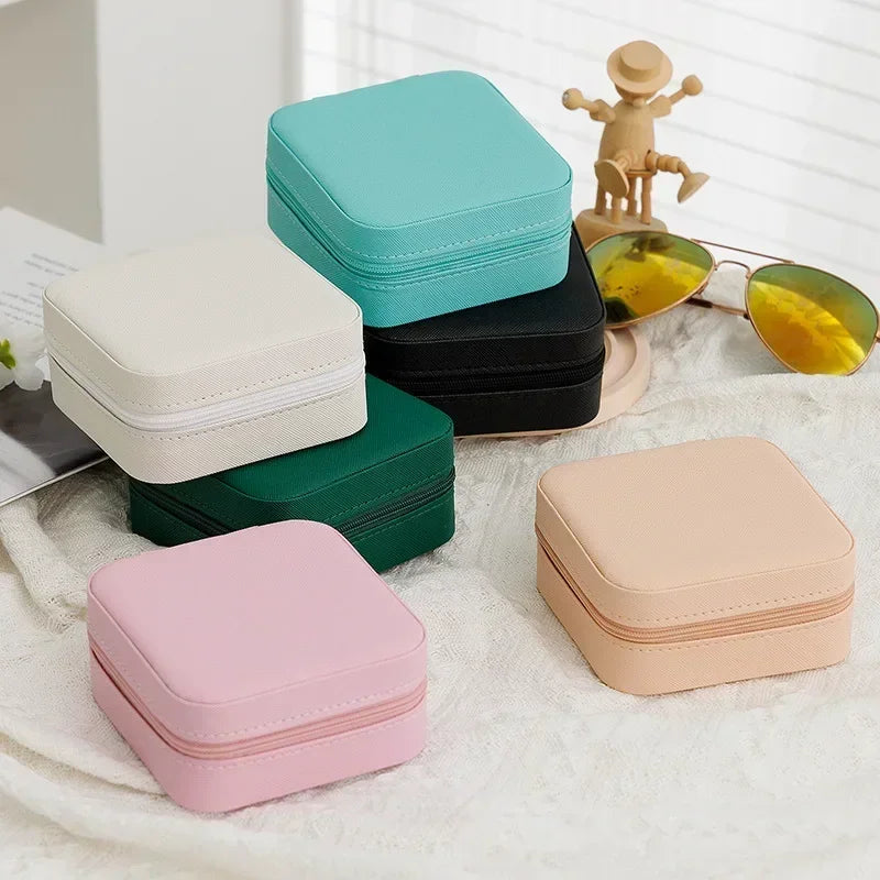 PU Jewelry Organizer Display Travel Jewelry Case Box Travel Portable Jewelry Box Storage Organizer Earring Holder Gift