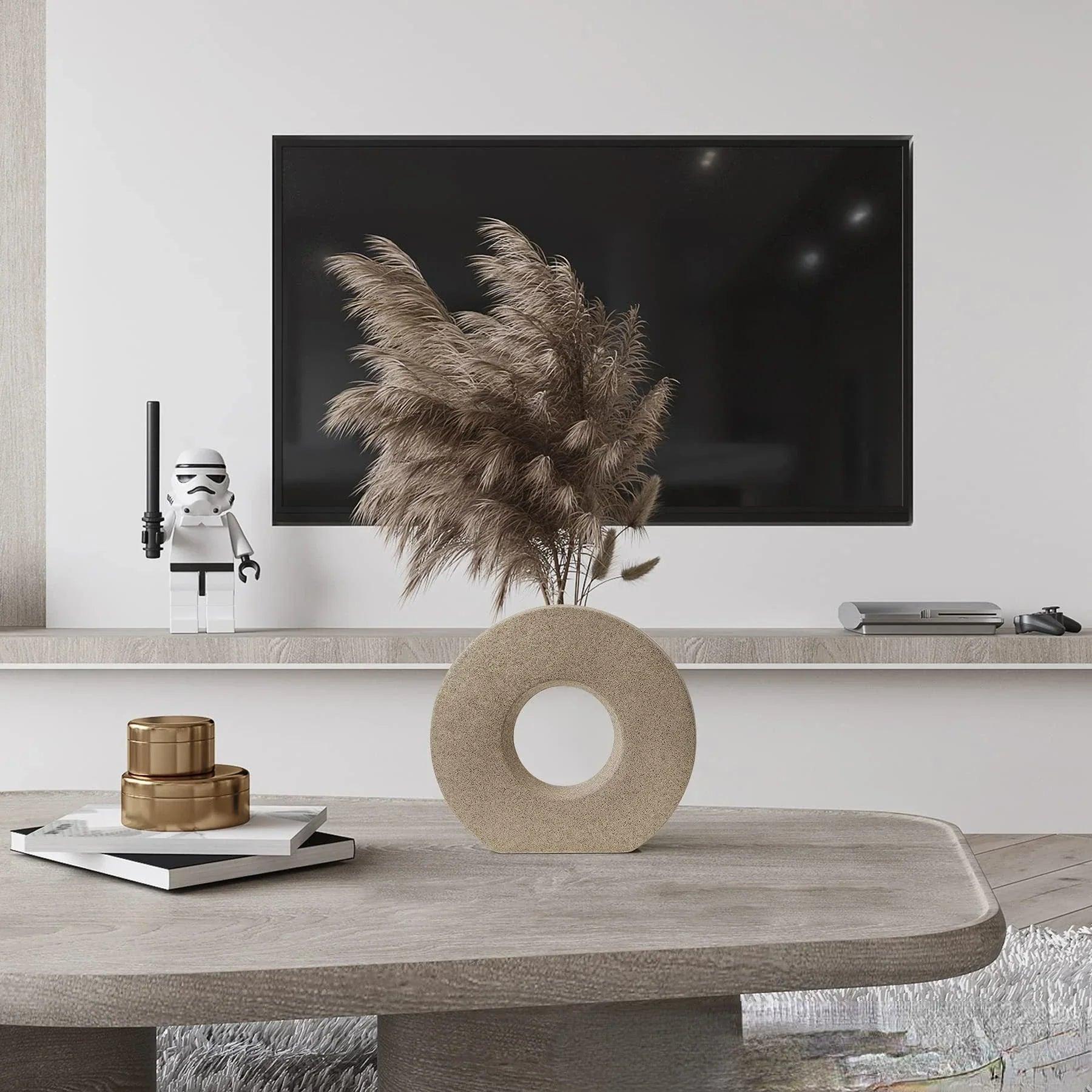 Nordic home decor vase decoration donut luxury living room simple flower matte centerpiece