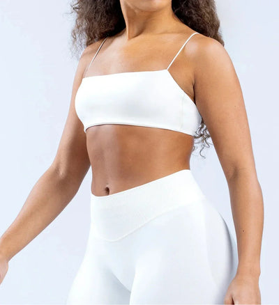 Women's gym sportswear with thin shoulder straps, fully matte back, exposed back, high elasticity sports bra with chest cushion