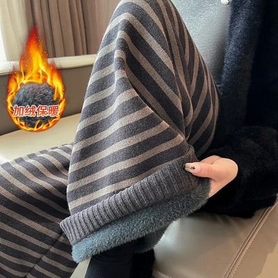 Women's Wide leg Jeans Contrast Color Stripe Pants Capris Floor Length Autumn Ladies Casual Pant Y2k Aesthetic Straight Pants