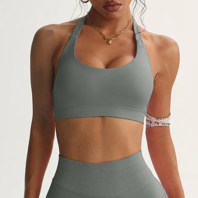 High Sports Bra Women Halter Seamless Padded  Sports Bras