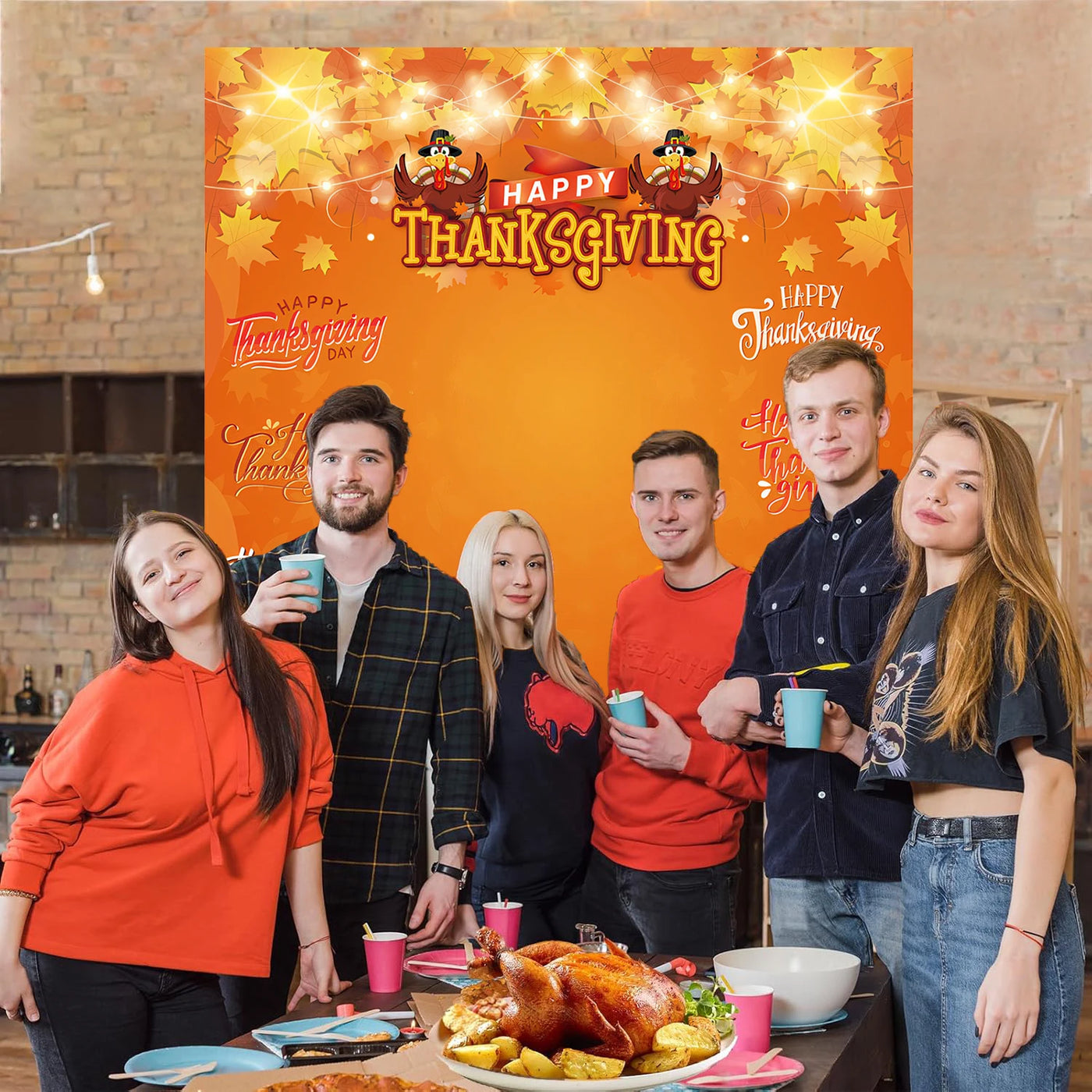 Happy Thanksing Thanksgiving Photo Backdrop Frame Fall Pumpkin Harvest Maple Leaf Party Decorations