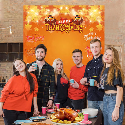 Happy Thanksing Thanksgiving Photo Backdrop Frame Fall Pumpkin Harvest Maple Leaf Party Decorations
