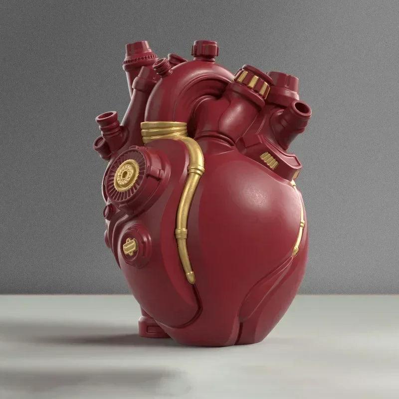 Home decor mechanical heart cardiac vase desktop decoration crafts resin flower arrangement ornaments