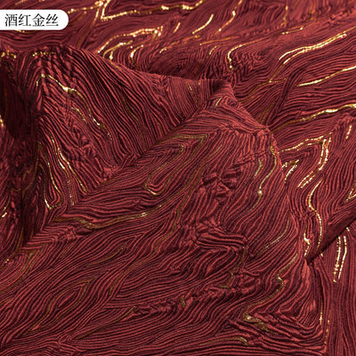 Mountain Pattern Gilt Silk Texture Jacquard Fabric Flash Three Dimensional Texture Hanfu Creative Dress Clothing Designer Fabric