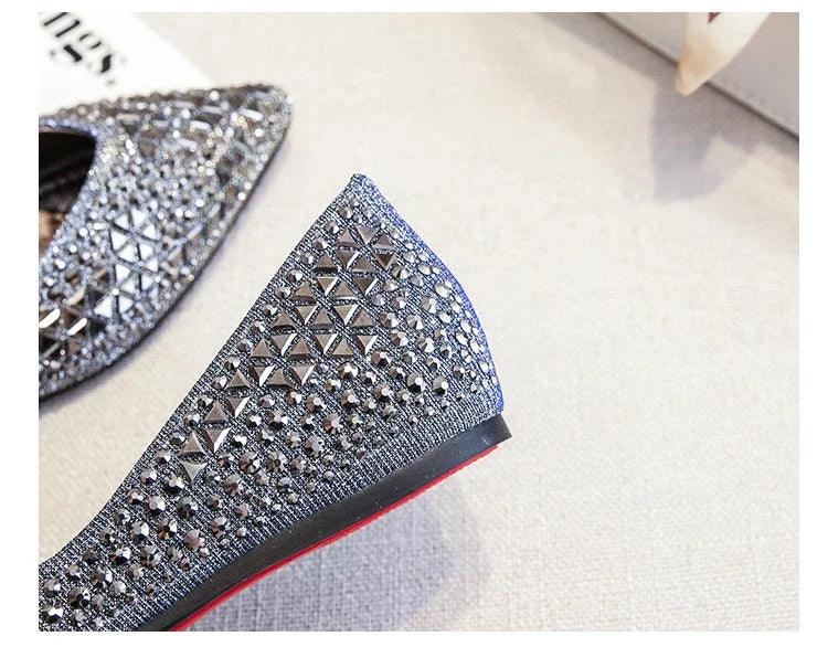 Women’s ballet rhinestones flats female plus size 43 slip on boat shoes chaussure