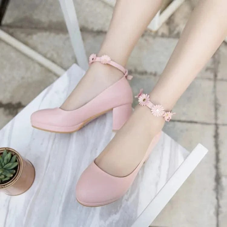 Platform Pump High Heels(30-43) With Fashion Flowers for Children, Girls | Kids Princess Sandals | Party  | Wedding