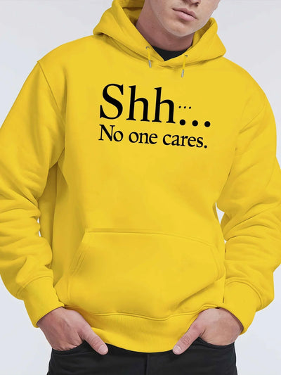Shh No One Cares New Men'S Printed Autumn And Winter Sweatshirts, Versatile Spring Autumn Hooded Trendy Brand Sweatshirts