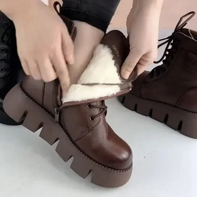 Snow Boots Womens Shoes 2025 New Boots Warm Wool Platform Shoes Thickened Cotton Shoes Cold Winter Round Toe Platform Boots