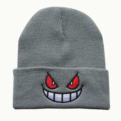 Cartoon Embroidered Beanies Popular American Anime Cartoon Embroidered Knitted Autumn Winter Warm Hat Wool Hat Gengar Beanies