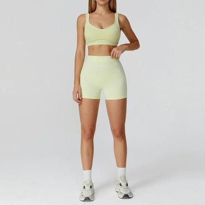 Seamless Yoga Set Sports Fitness Peach Beauty Leggings for Women