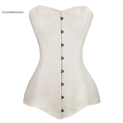 Charmian Black Corsets For Woman Sexy 22 Steel Boned Long Torso Plus Size Brocade Hourglass Shapewear White Corset Waist Trainer