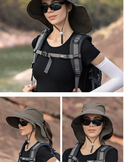 Summer Hat Women Outdoor UV Anti Neck Protection Sun Visor men Fishing Hiking Wide Brim Shawl Sunscreen Ponytail Cap undefine