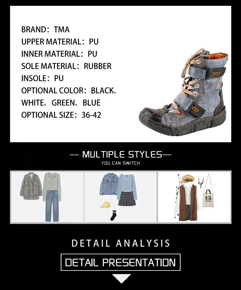 Tma eyes short boots for women versatile casual monochromatic popular,