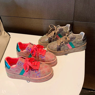 Women Sneakers 2025 New Sparkles Luxury Platform Designer Shoes for Woman Trainers Rhinestone Fashion Casual Sneakers Women