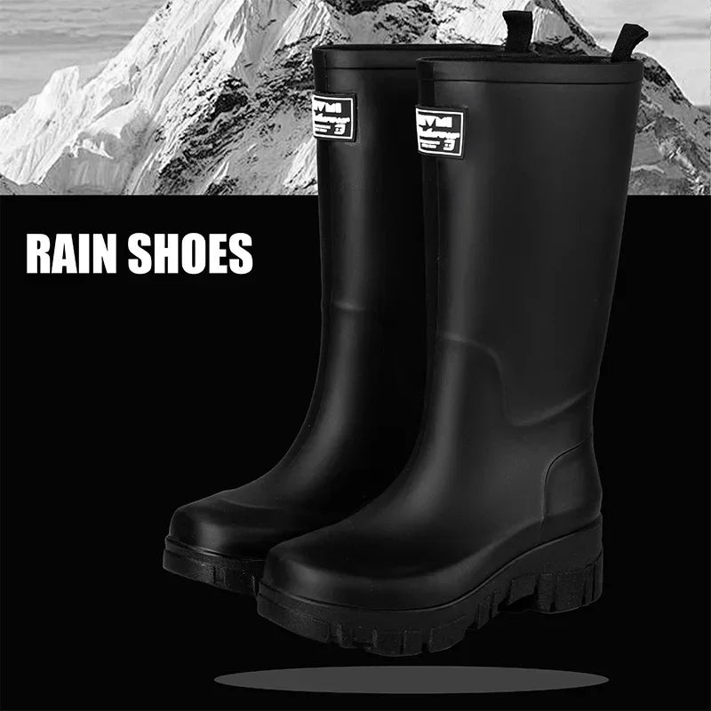 Women Waterproof Boots New Style Elastic Mouth Ankle Boots Mid Top Rain Shoes Non Slip Outdoor Indoor Chelsea Water Boot Woman