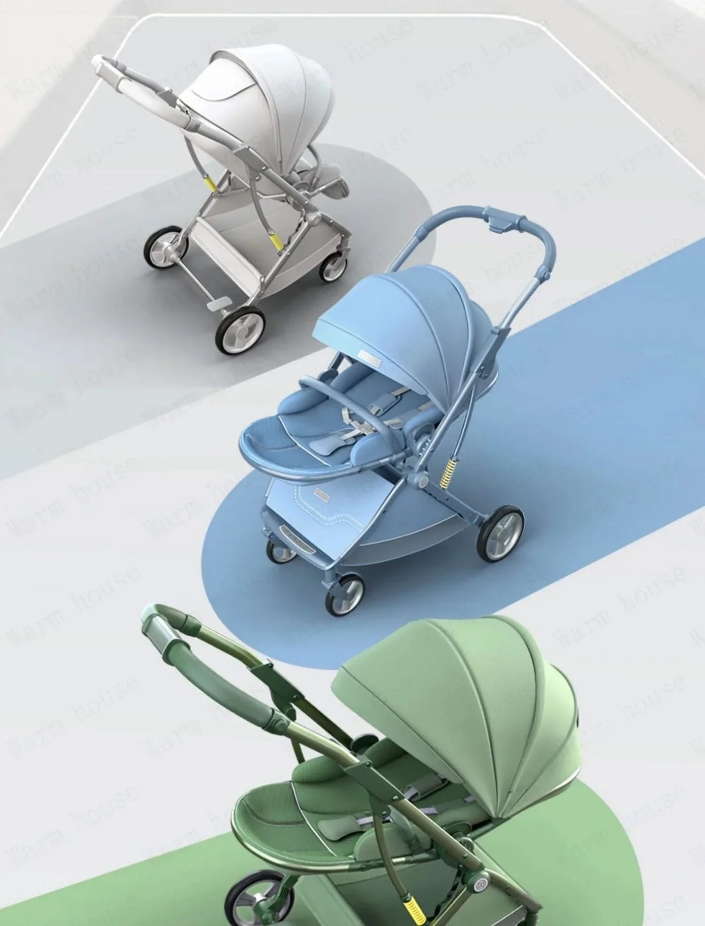 Portable Foldable Baby Stroller, High View Two-way Baby Stroller, Lightweight Travel Baby Stroller,  Adjustable Backrest