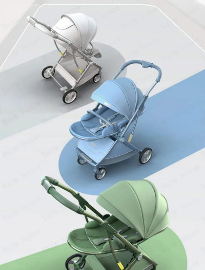 Portable Foldable Baby Stroller, High View Two-way Baby Stroller, Lightweight Travel Baby Stroller,  Adjustable Backrest