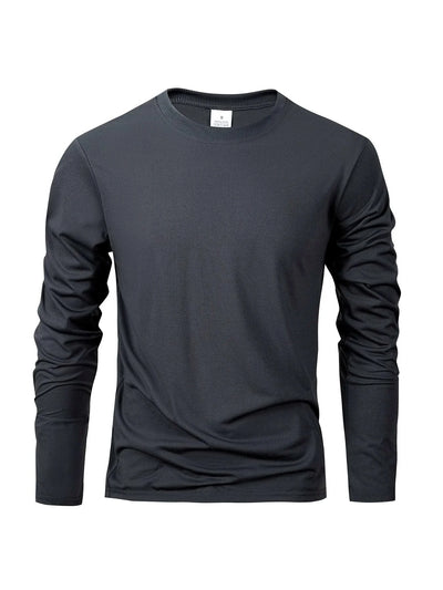 Men's Casual Round Neck Moisture Wicking Long Sleeve T Shirts | Tees Male | Tops | Sports | Comfortable Men's Wear