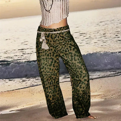 Women Leopard Barrel Jeans Y2k Cheetah Printed Baggy Boyfriend Jeans Mid Rise Wide Leg Denim Pants Horseshoe Jeans