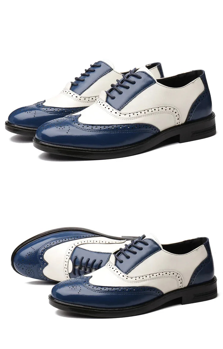 Retro Men's Oxford Shoes Fashion Block Carved Casual Shoes Social Shoes Male Business Dress Leather Shoe Zapatos Para Hombres