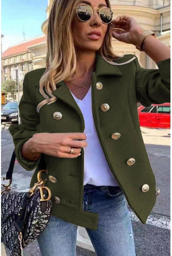 Long sleeve fashion double-breasted blazer casual with lapel office lady jackets for women
