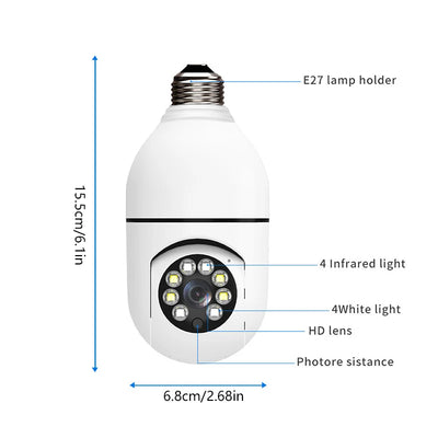 Bulb Surveillance Camera Night Vision Wireless 355° Wifi IP PTZ Outdoor Camera Indoor Security Monitor Wifi Camera Smart Securit