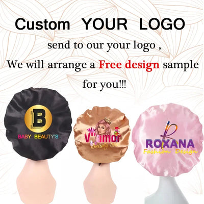 Silk Bonnet For Women Large Sleeping Cap For Hair Care Soft Satin Bonnets With Wrap Tie No Frizz No Fly Aways Hair Bonnets LOGO