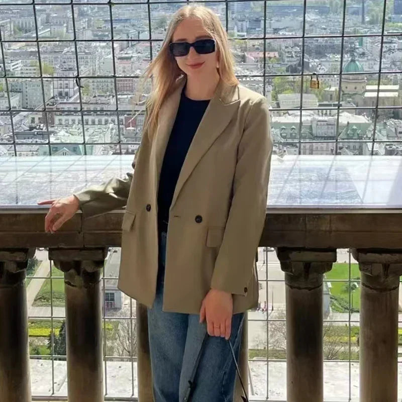 MUJER 2025 Women's Blazers New Office Casual Blazer Woman Straight Outerwears Fashion Women's Tailoring Blazers for Women Coats