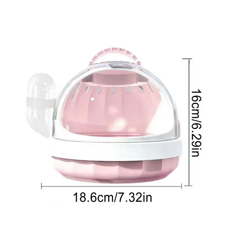 Lightweight PP Pet Carrier with Water Feeder Travel Cage for Hamster Guinea Pig Hedgehog Ferret Accessories