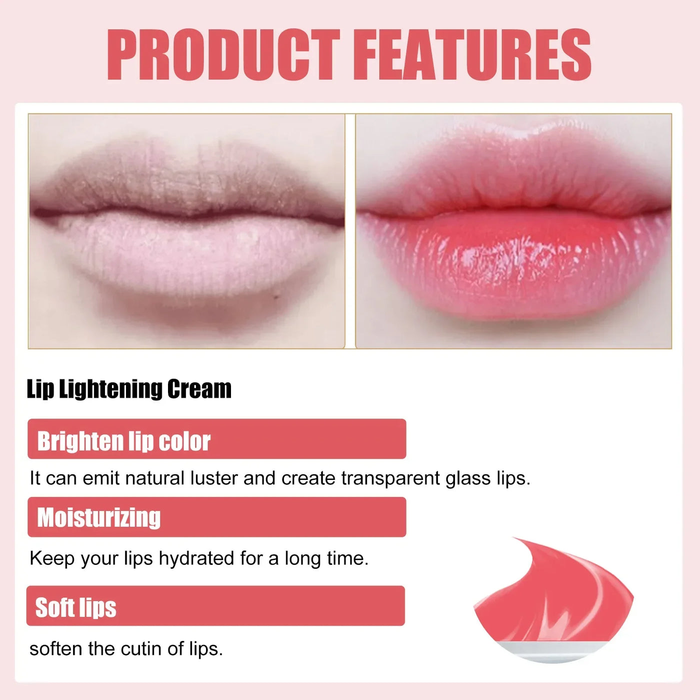 EELHOE Lip Lightening Cream Moisturizing Balm Whitening Brightening Nourishing Lipstick Remove Dark Lip Care Bleaching Cream 30g