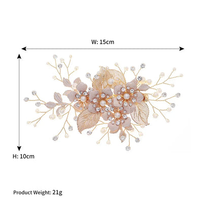 Flower Bridal Wedding Hair Jewelry Rhinestone Gold Color Hair Clips for Women Accessories Hair Pins Bride Headpiece Gifts
