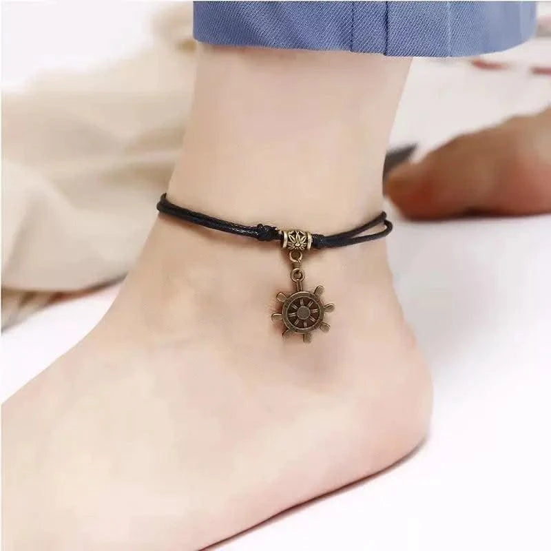 Bohemia Butterfly Heart Tree Tower Pendant Ankle for Women Black Rope Bracelets on Leg Choker Ankles Sandal China Jewelry Gift