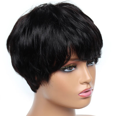 Cheap Human Hair Wigs Short Bob Pixie Cut Wig Human Hair For Women perruque cheveux humain Brazilian Hair Colored Wig With Bangs