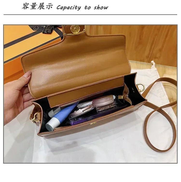 Women’s handbag new bags for women metal handle leather famous brand designer crossbody fashion trend shoulder bag