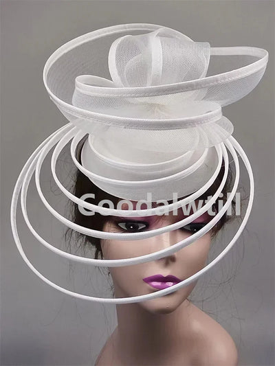 Big Fascinator Hat Royal Ascot Pillbox Caps Wedding Mesh Headpiece Women Party Banquet Chapeau Cap Headband Ladies Wedding