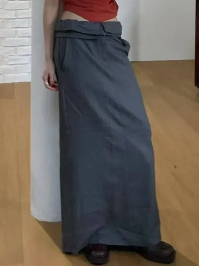 Slimming High Waist Striped f Skirt for Women Spring New Sle Turn up  Straight Long Skirt Faionable Design Sensation