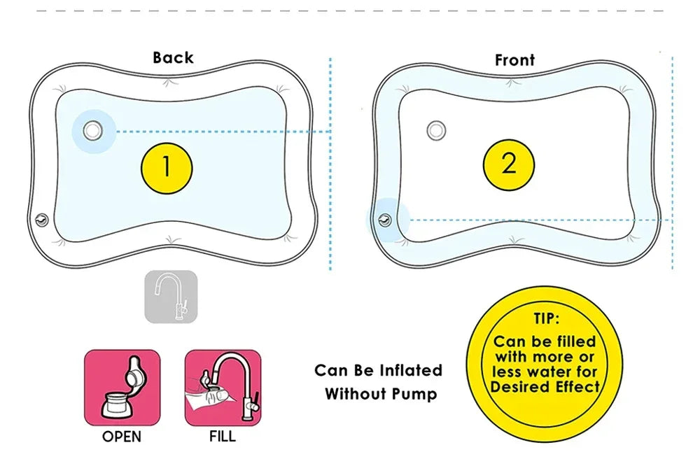 Baby Inflatable Cushion Water Play Mat Toy Infant Tummy Time Playmat  Fun Activity Education Toys for Boys Girls Birthday Gift
