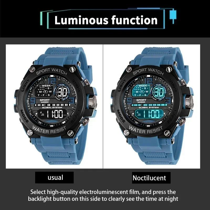 Top luxury electronic watch for man outdoor sport stopwatch waterproof calendar digital clock 24355