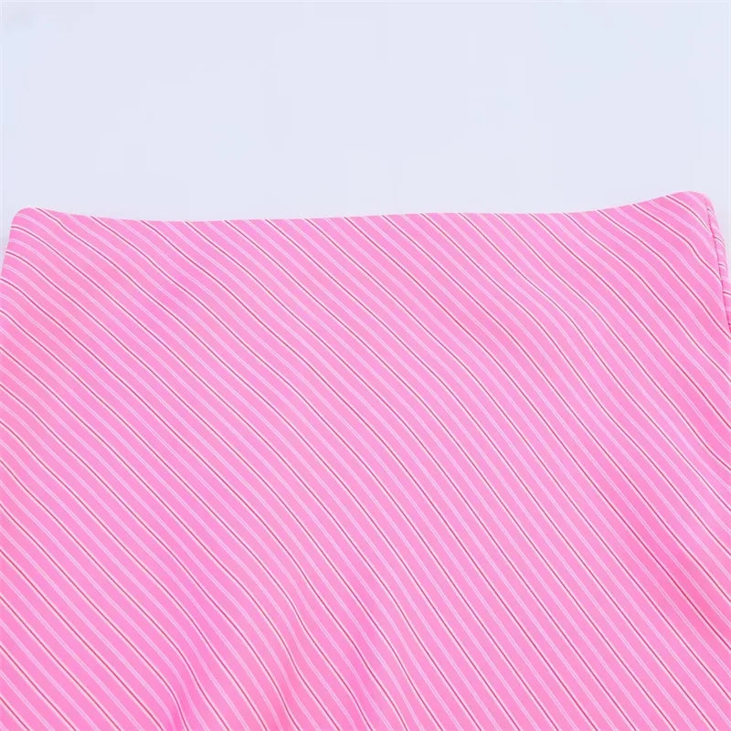 Women's Pink Striped Silk Satin