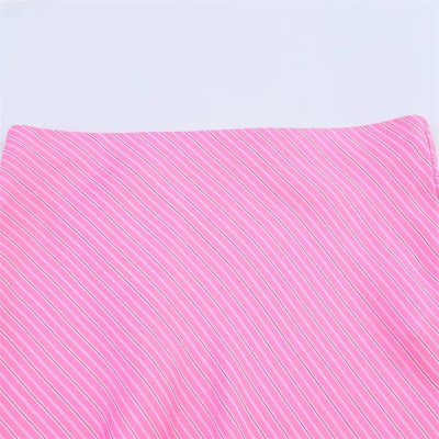 Women's Pink Striped Silk Satin