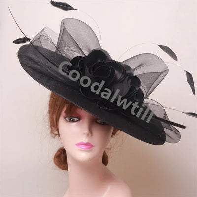 Royal Ascot Big Flower Fascinators Hat Women Wedding Pillbox Cap Ladies Derby Feather Fascinator Headdpiece Ladies Party Chapeau
