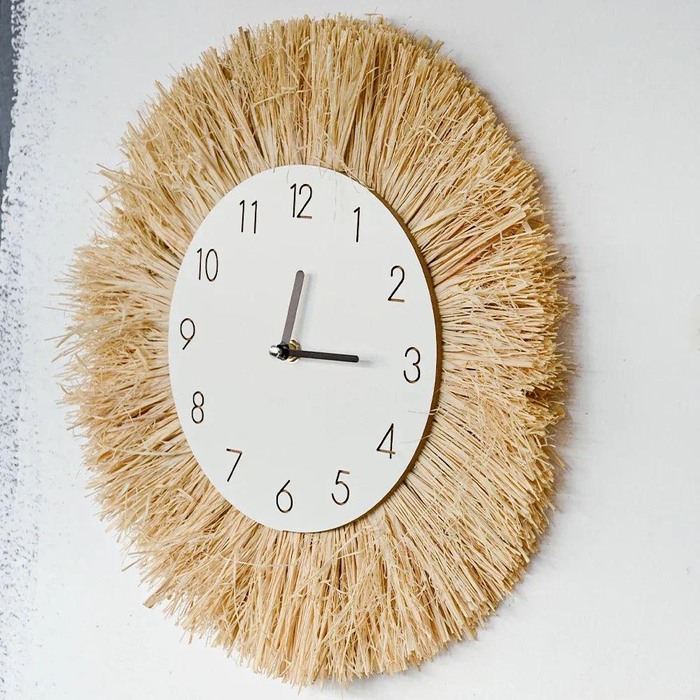 Home decor hanging mirror raffia wood beads acrylic multifunct decorative decorations bedroom wall room