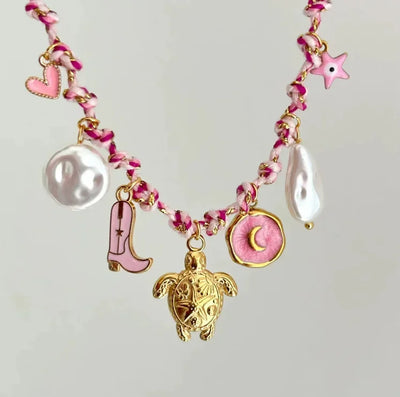 Handmade Scarf Choker Necklace for Women Girls New Fashion Fish Baroque Pearl Pendant Necklace Bohemian Vacation Necklace Gifts