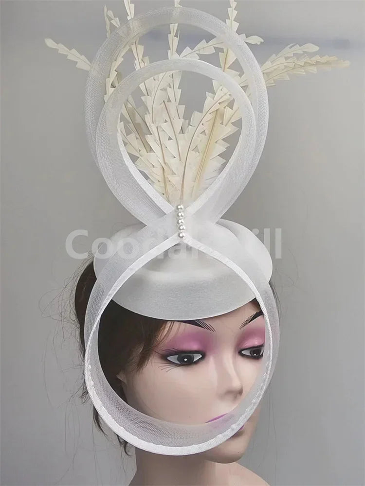 Ladies Royal Ascot Chapeau Cap Wedding Fascinator Hat Headpiece Women Church Party Pillbox With Headband Bride Party Fascinators