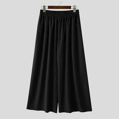 Men Wide Leg Pants Solid Color Joggers Pleated Oversize Casual Trousers Men Elastic Waist 2025 Streetwear Fashion Pants INCERUN