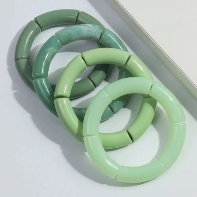 4 pieces/set Acrylic Colorful Brown Bamboo Chunky Bangles Set for Women Resin Statement Bracelet Bangle 2025 Jewelry Gifts