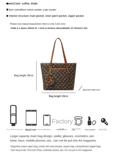 Brand handbag for women 2025 new spring/summer high-end texture retro designer single shoulder crossbody bag with large capacity