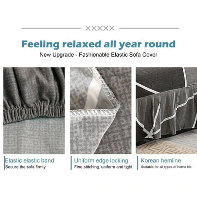 1/2/3Seater Sofa Bed Cover with Elastic Printing Seat Cover Armless Sofa Bed Cover Sofa Covers for Living Room Home Decor