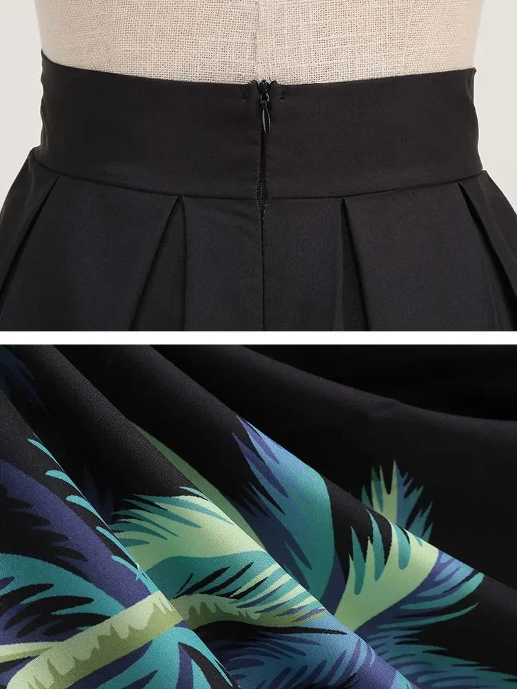 Summer Casual Women Midi Skirt Polka Dot High Waist Retro Vintage 50s Pleated Party Skirts